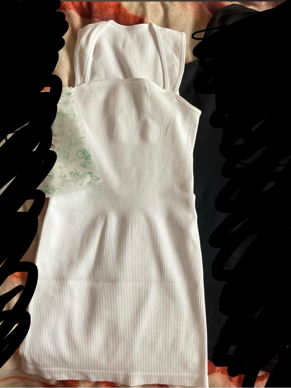 White Ribbed Square-Neck OQQ Dress